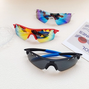 Kids sports cycling sunglasses with UV protection in three vibrant color variations