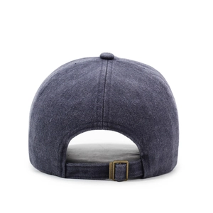 Unisex vintage washed cotton baseball cap in charcoal grey with adjustable metal buckle back