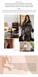 Detailed view of luxury black satin robe with gold floral embroidery and tie-waist detail
