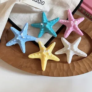 5pcs colorful starfish hair clips set in macaroon colors for summer beach vacation