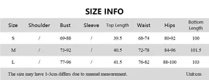 Size chart for V-neck floral print crop top and bodycon maxi skirt set with measurements