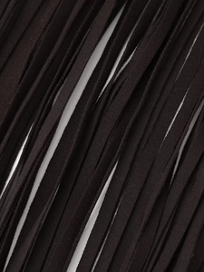 Macro shot of dark brown wool fabric texture with dense weave and fringe detail