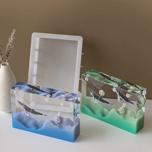 Rechteckige Silikonform für DIY Harzkunst mit Wal- und Trockenblumen-Einschlüssen