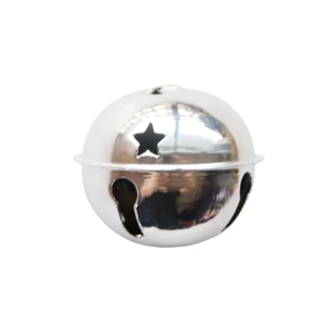 Polished silver 8cm metal star cutout bell ornament for Christmas tree DIY crafts