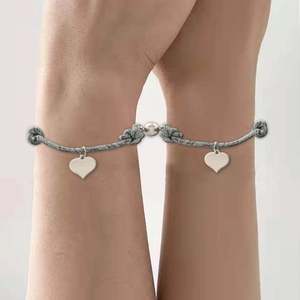 Magnetic Attraction Heart Charm Bracelets 304 Stainless Steel Milan Rope Adjustable Trendy Jewelry For Couples Best Friends