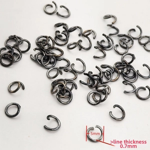 Detailed 5mm diameter open jump rings with 0.7mm thickness in antique silver finish