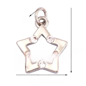 Detailed view of silver-plated copper mini star pendant with embedded crystal stones