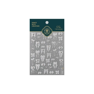 Professional white bow lace nail art stickers TL-383 with a 3D embossed texture design