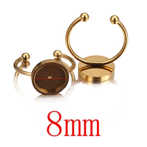 Detail showing 8mm gold stainless steel ring blank base for DIY jewelry making