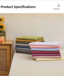 Close-up showing a multi-color selection of soft washed cotton bedding sheets and pillowcases