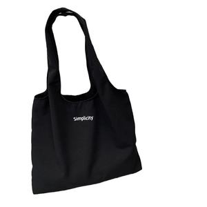 Grand sac cabas en toile noire avec lettrage Simplicity pour voyage et shopping