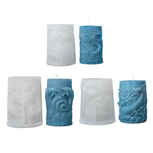 Stampi in silicone per candele marine con motivi a rilievo di delfini e sirene