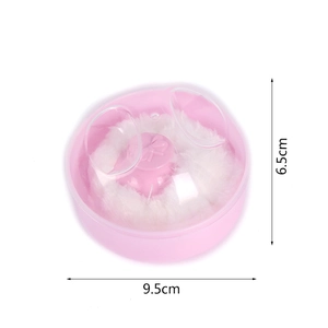 Boîte à houppette rose avec houppette blanche, diamètre 9,5 cm et hauteur 6,5 cm