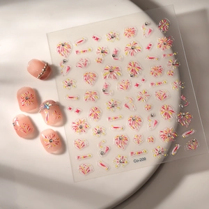 Sparkling firework nail stickers with rhinestones for DIY 3D nail art decoration