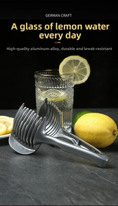 Makro-Detail des hochwertigen Aluminium-Obstschneiders mit Mehrschlitz-Design