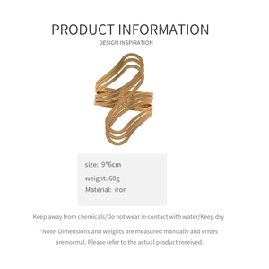Detailed product specifications for wide matte gold irregular wavy multi-layer iron cuff