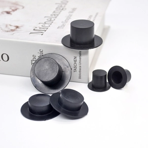 Miniature black plastic snowman top hats in various sizes for DIY doll accessories