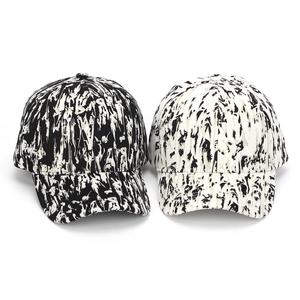 Casquettes de baseball avec motif abstrait de taches d'encre en noir et blanc pour le soleil