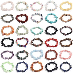 Natural Crystal Chip Bracelet Irregular Agate Gemstone Elastic Healing Stone Jewelry For Women Men