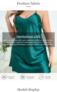 Dettaglio della camicia da notte in raso verde smeraldo con texture e icone di lavaggio