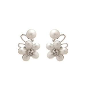Boucles d'oreilles clips fleurs en perles et zircons pour femmes sans oreilles percées chic
