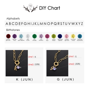 DIY stainless steel necklace with lowercase alphabet and birthstone pendants