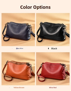Litchi pattern leather crossbody bags in four colors with triple zipper compartments
