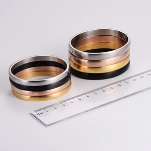 Minimalist matte stainless steel hinge bracelets in silver, gold, rose gold and black colors