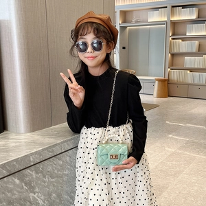 Mini mint green jelly bag for kids with pearl handle and stylish metal chain strap