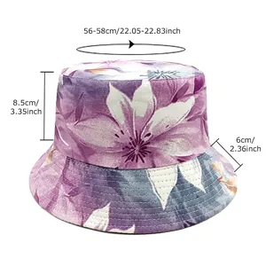 Size chart for reversible floral bucket hat with 56-58cm head circumference dimensions