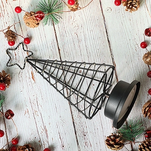 LED Christmas Tree Table Lamp Iron Frame Nordic Style Warm Light Battery Operated Desktop Decor For Holiday Party Home