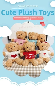 Detailed plush teddy bear textures with cozy knitted sweaters and heart embroidery