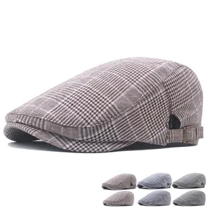 Casquette Gavroche À Carreaux Rétro Pour Hommes Et Femmes Mélange De Coton Et Polyester Ajustable Style Britannique
