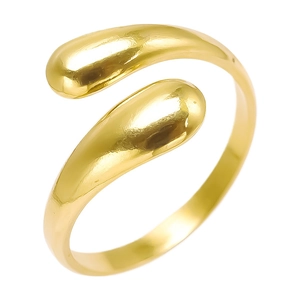Polished 304 stainless steel open ring with teardrop design and glossy gold finish