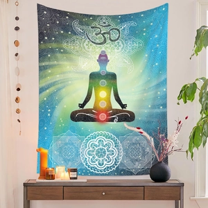 Yoga Wandteppich mit 7 Chakren und Om-Symbol für spirituelle Wanddekoration