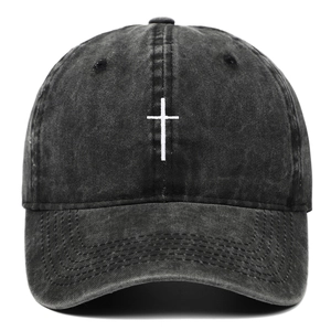Washed Cotton Baseball Cap Cross Embroidered Vintage Distressed Adjustable Sports Hip Hop Outdoor Hat Unisex Casual