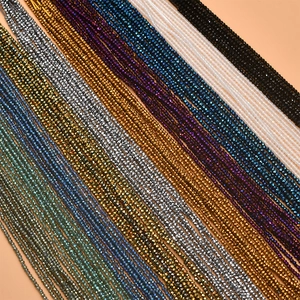 Detail showing 2mm faceted crystal glass wheel beads in various colors for DIY jewelry