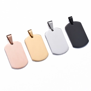 Dog Tag Pendants Stainless Steel Blank Mirror Polished Rectangular Charms For DIY Necklace Making Jewelry Accessories