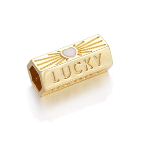 Gold-plated copper lucky briefcase pendant with heart design and engraved text