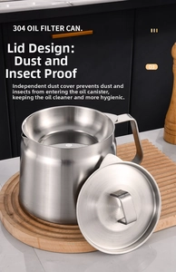 Detail of 304 stainless steel oil filter pot with fine mesh strainer and dust-proof lid