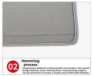 Detail of grey refrigerator handle cover showing durable double-stitched hemming process