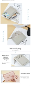 Detail of accordion-style card slots and zipper pocket in PU leather wallet