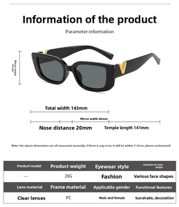 Detailed size guide for women's sunglasses with 143mm width and 141mm temple length