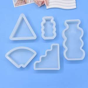 5-piece geometric silicone mold set including triangle and wave shapes for resin DIY