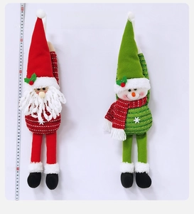 Detailed size measurement of long-legged Santa and snowman plush dolls with 60cm tape