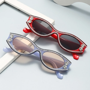 Cat Eye Sunglasses Rhinestone PC Frame AC Lens UV400 Protection Trendy Shiny Party Vintage Eyewear Women Accessory
