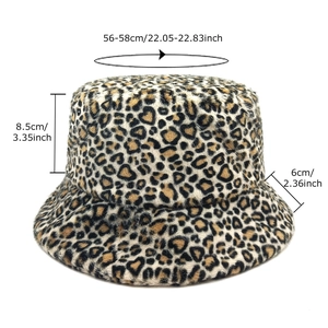 Chapeau bob en fausse fourrure léopard pour femme avec tour de tête de 56-58cm