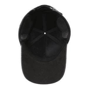 Winter thermal baseball cap for men featuring fold-down earflaps and embroidery in dark grey