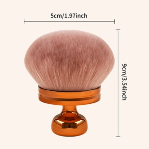 Large mushroom powder brush with pink bristles and orange handle, height 9cm diameter 5cm