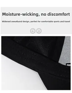 Détail du bandeau anti-transpiration large à l'intérieur de la casquette noire